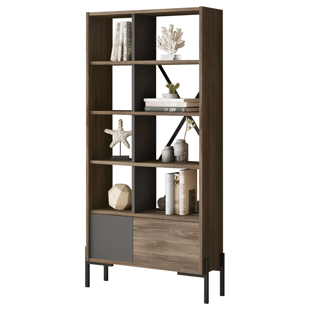Regał na książki Bejone antracytowy/brązowy - zdjęcie 1