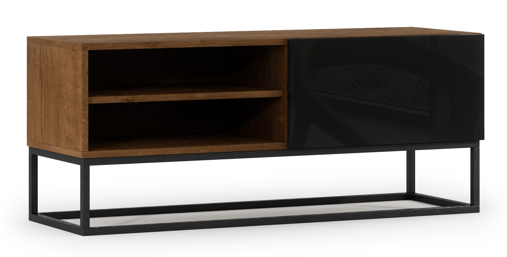 Szafka RTV Mirris 120 cm dąb artisan / czarny połysk - zdjęcie 1