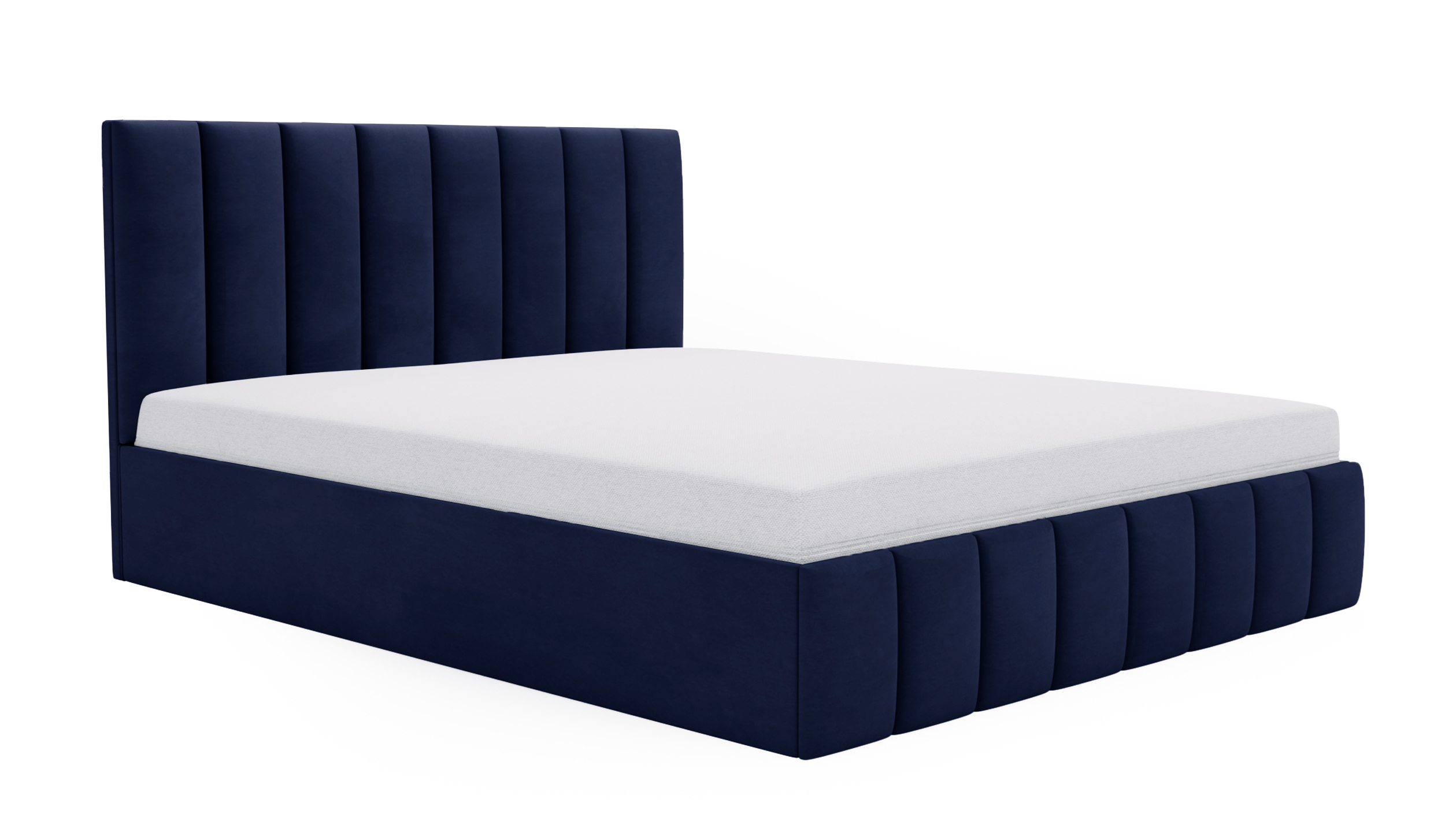 Łóżko tapicerowane 180x200 cm Buenio z pojemnikiem chabrowe velvet hydrofobowy - zdjęcie 1