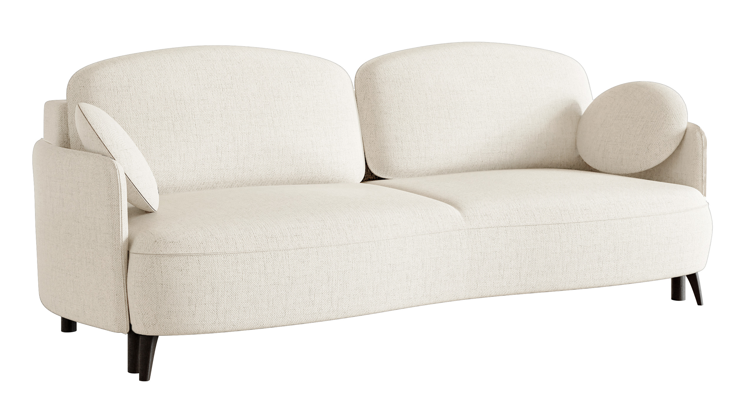 Kanapa rozkładana trzyosobowa Raviolo z pojemnikiem kremowa szenil hydrofobowy nóżki czarne - zdjęcie 1