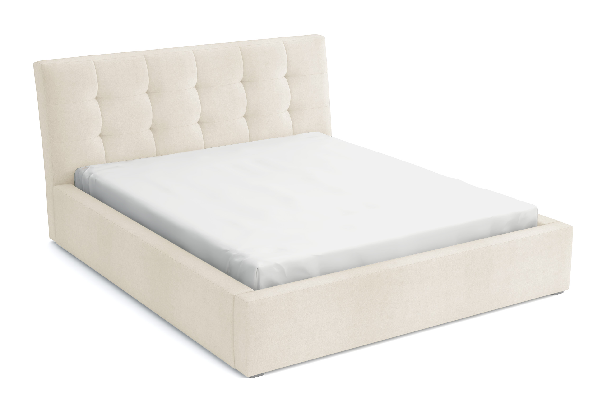 Łóżko tapicerowane 180x200 cm Nabbe kremowe velvet hydrofobowe - zdjęcie 1