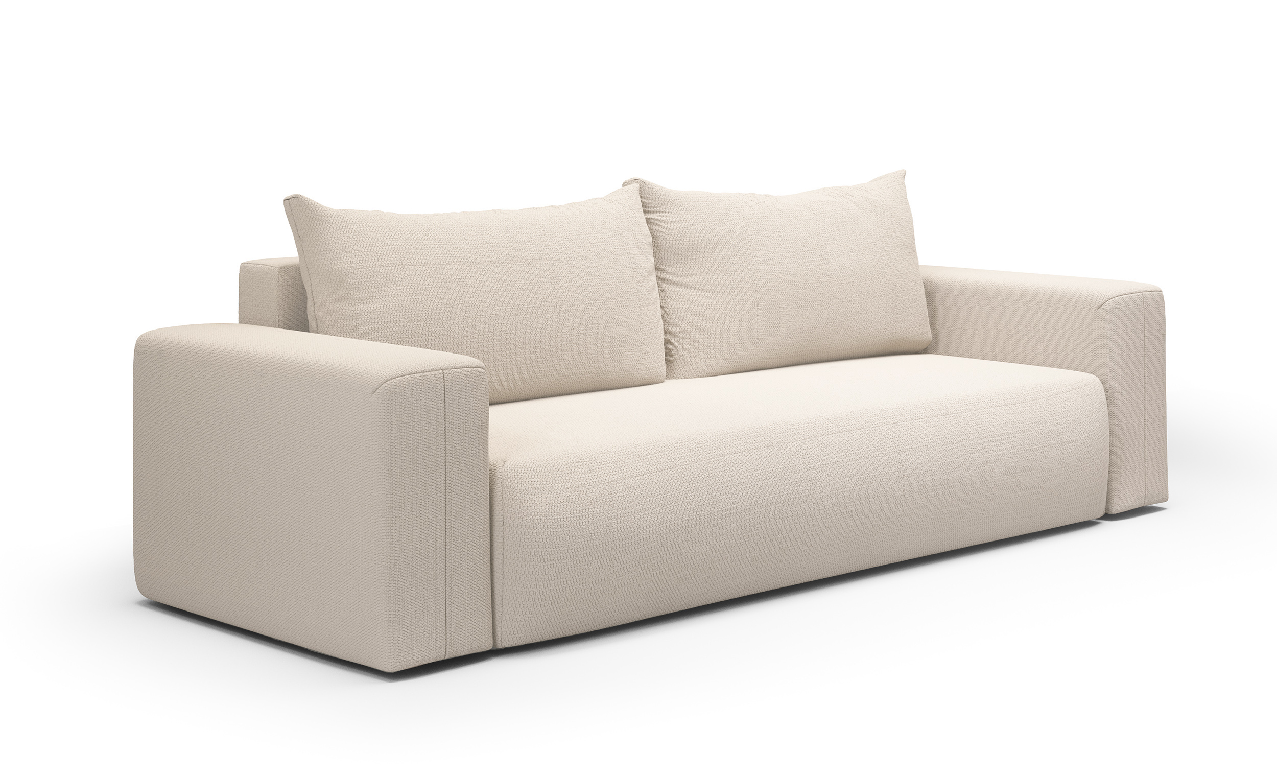 Kanapa rozkładana trzyosobowa Lummi z pojemnikiem jasnobeżowa szenil hydrofobowy - zdjęcie 1