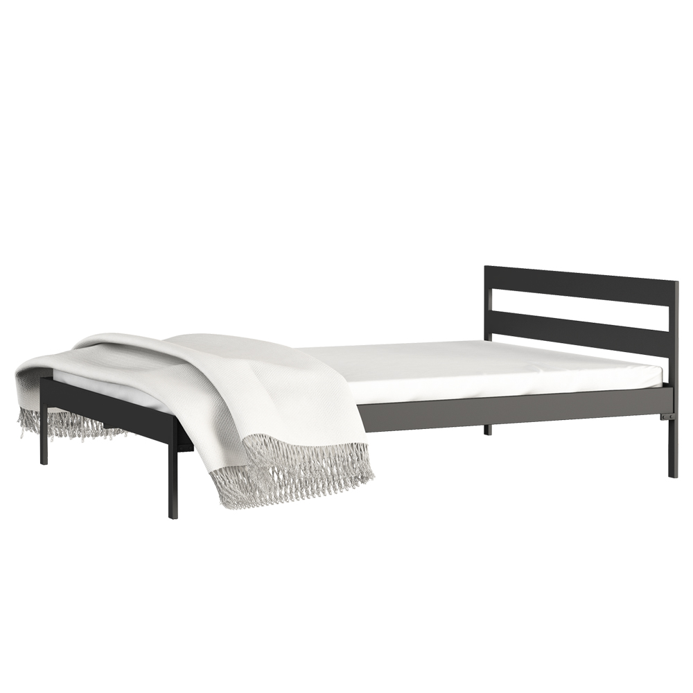 Łóżko dwuosobowe Skodie z zagłówkiem metalowe czarne - zdjęcie 1