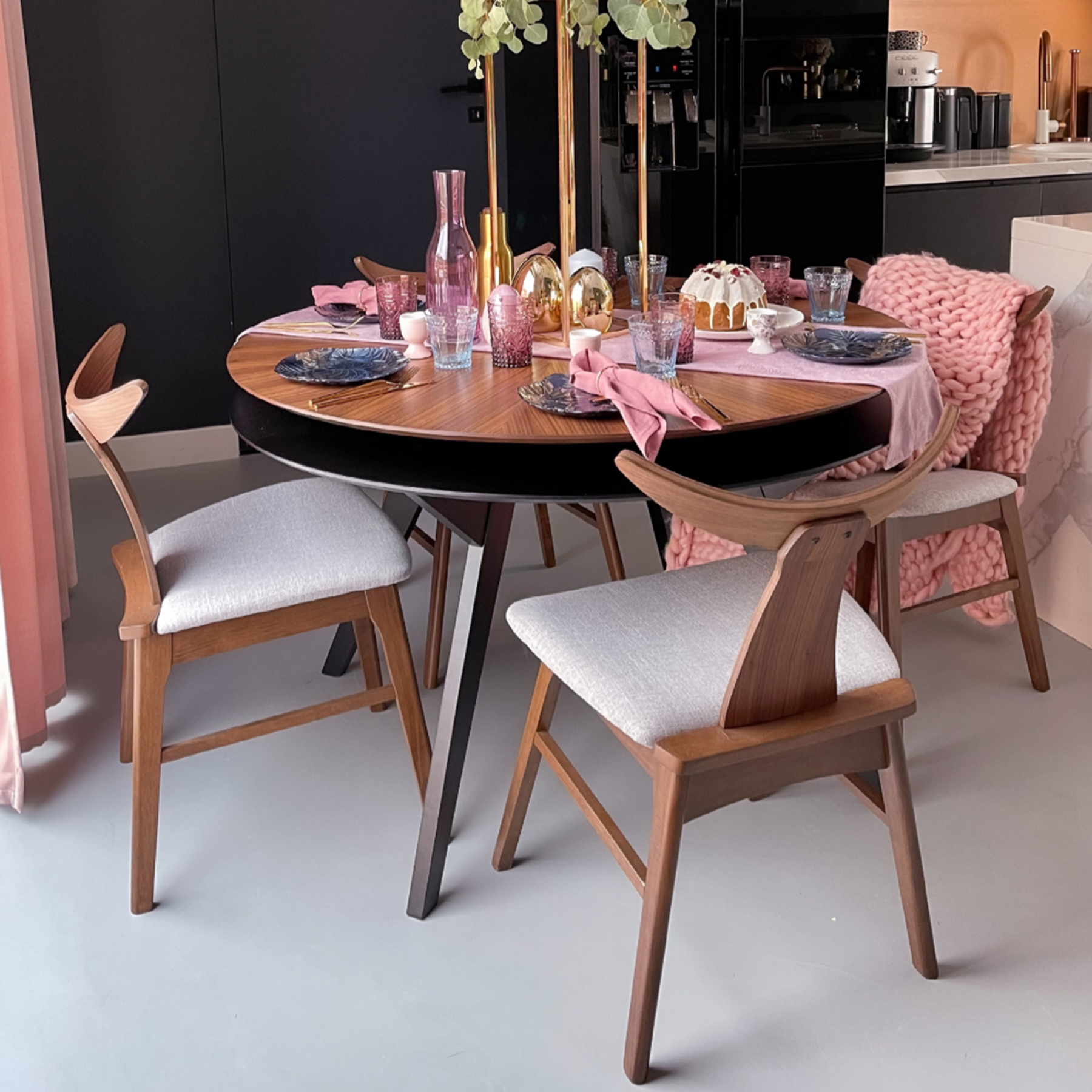 Holzstuhl Henrico Nussbaum grau