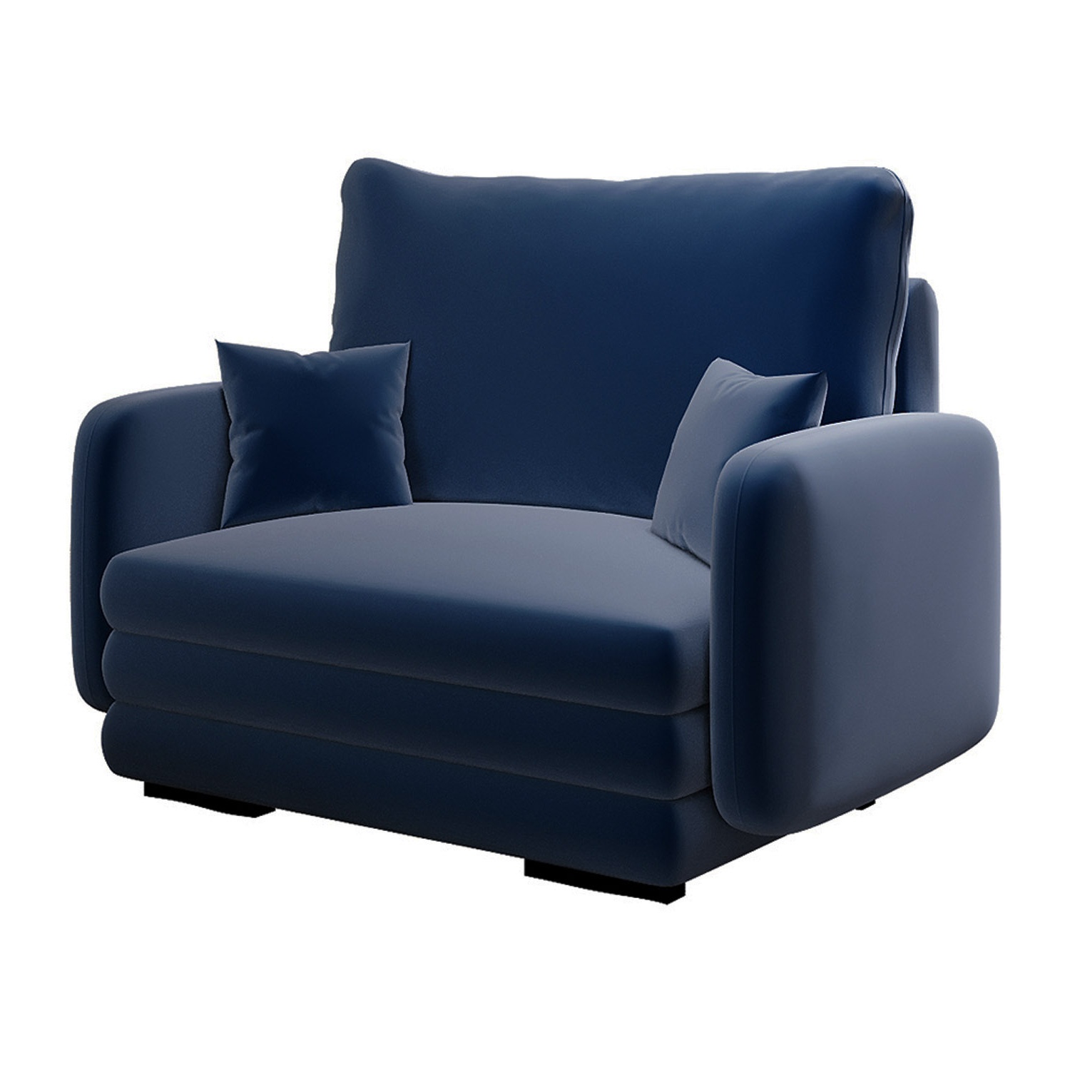 Fotel kubełkowy Lincino granatowy welur - zdjęcie 1