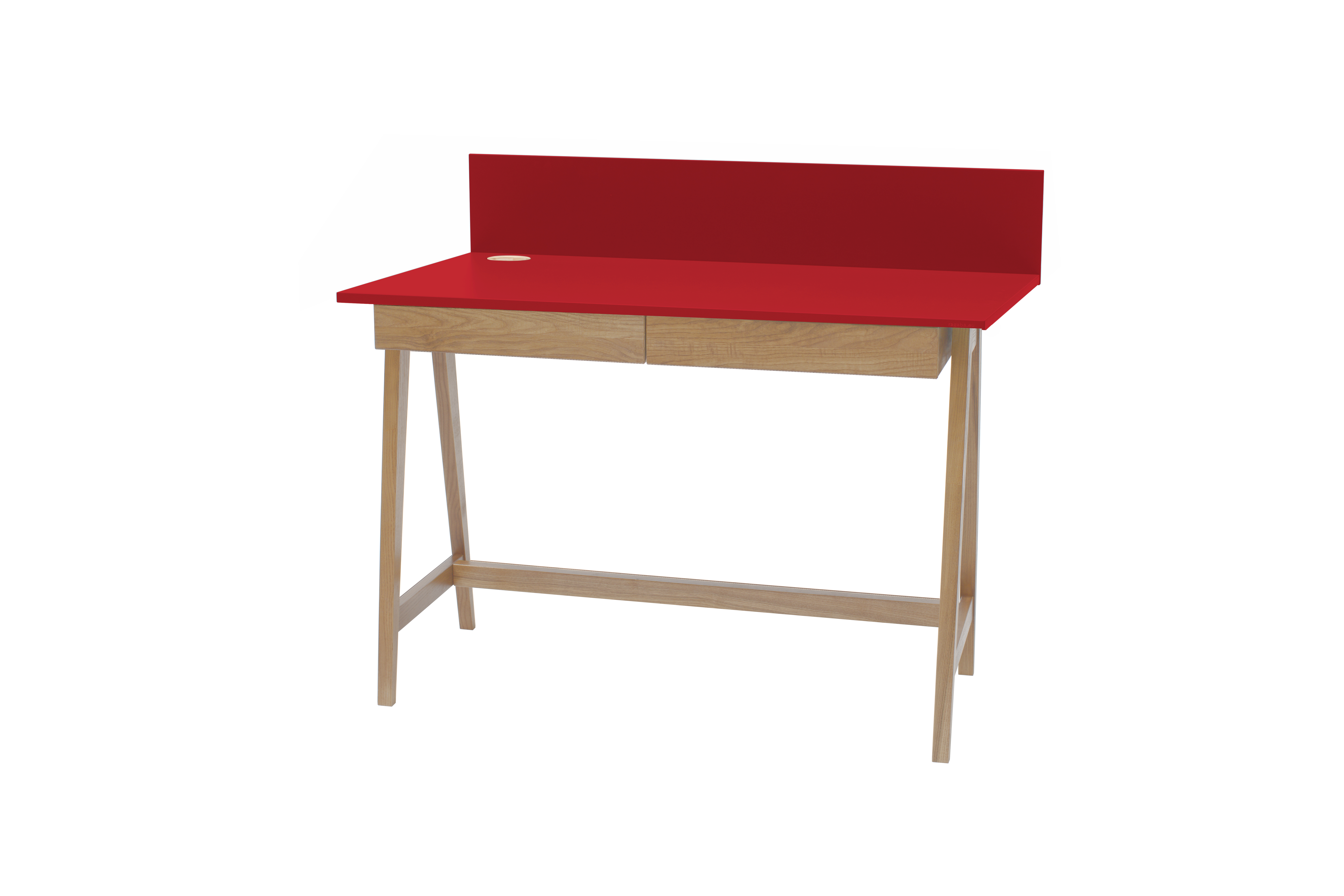 Biurko drewniane Luka 110x50 cm z dwoma szufladami Czerwony - zdjęcie 10