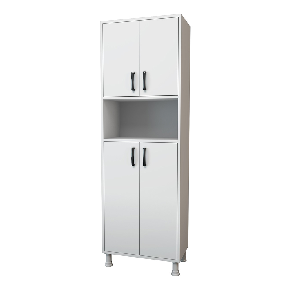 Regał zamykany Mwan z otwartą półką biały - zdjęcie 1