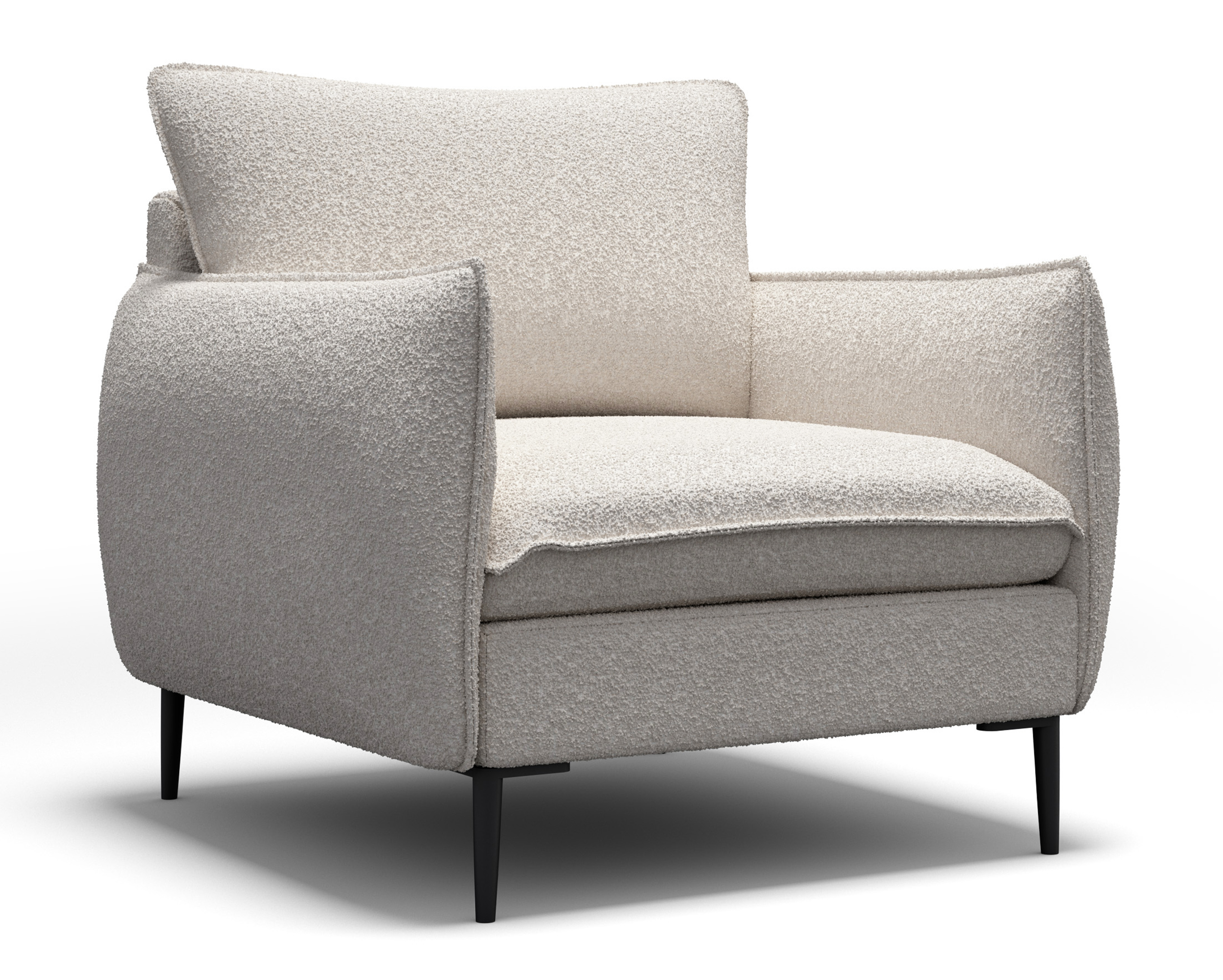 Fotel kubełkowy Cambiano ciemnobeżowy w tkaninie boucle - zdjęcie 1