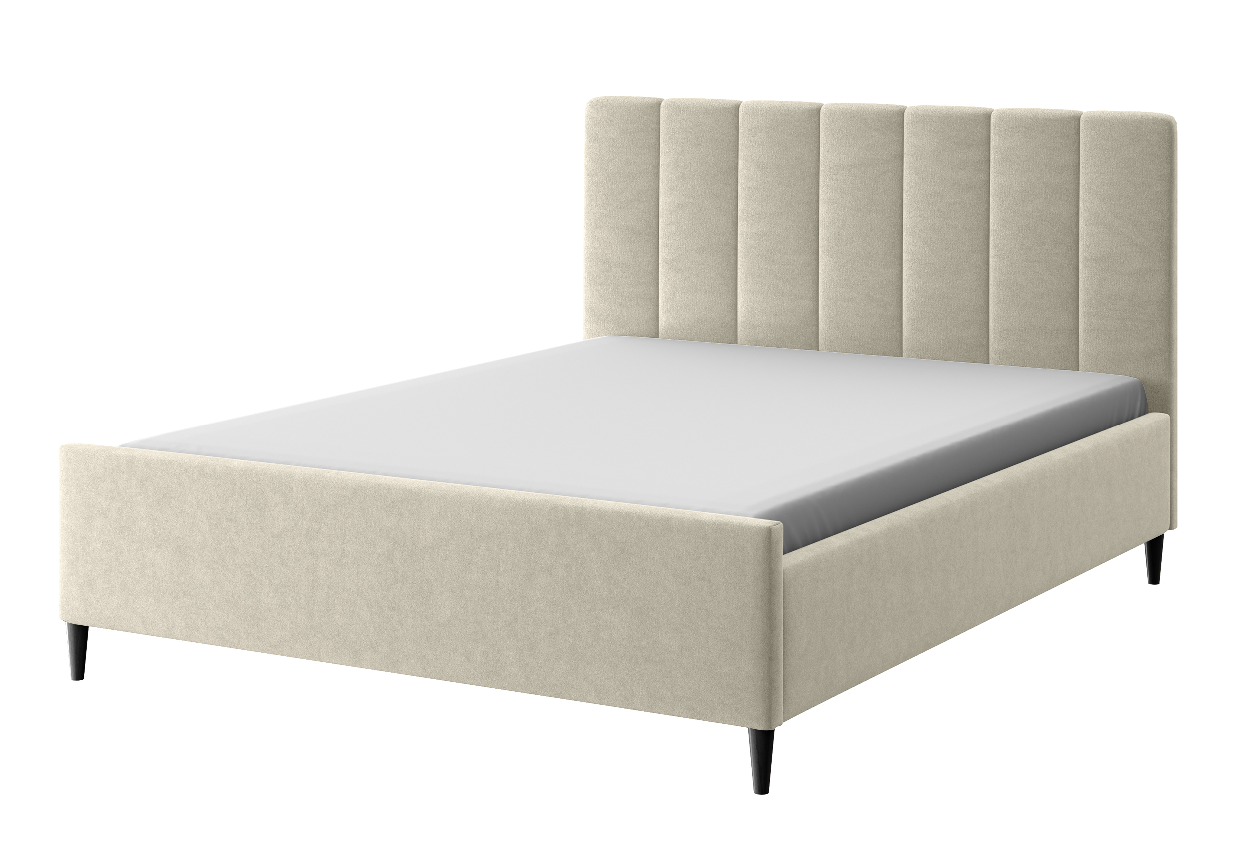 Łózko tapicerowane Pianetti kremowe 140x200 stelaż metalowy welur - zdjęcie 1