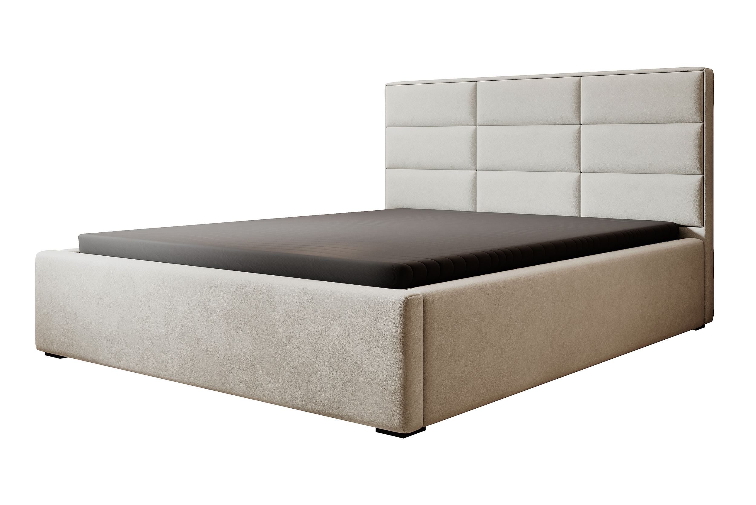 Łóżko tapicerowane 200x200 cm Suvereto z pojemnikiem hydrofobowe jasnobeżowe - zdjęcie 1