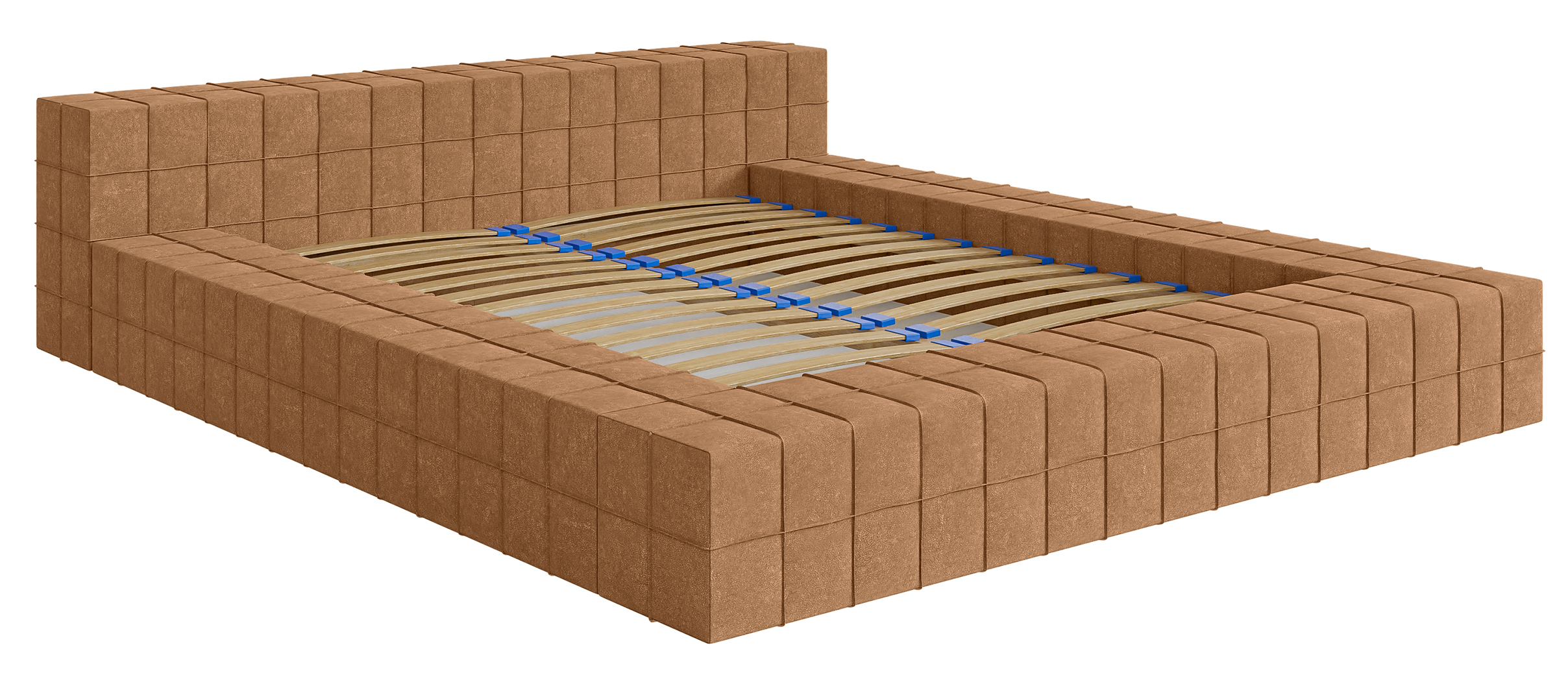 Łóżko tapicerowane 160x200 cm Evori rudobrązowy nubuk hydrofobowy - zdjęcie 1