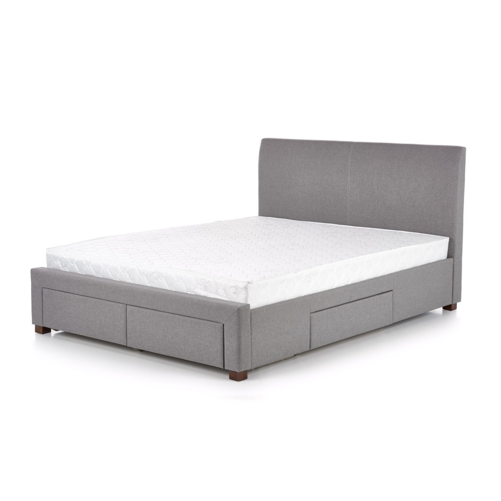 Łóżko tapicerowane Mirissa z szufladami 160x200 cm szare  - zdjęcie 1