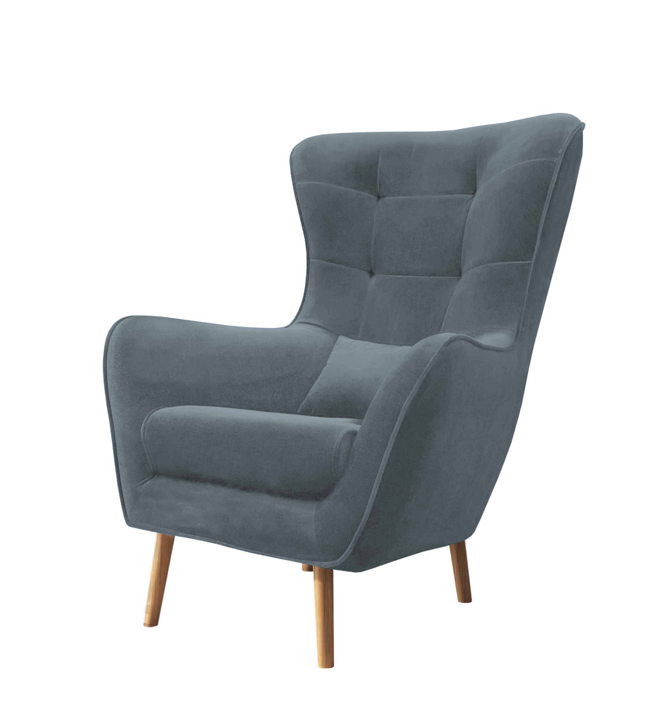 Fotel wypoczynkowy uszak Vence szary velvet łatwoczyszczący - zdjęcie 2