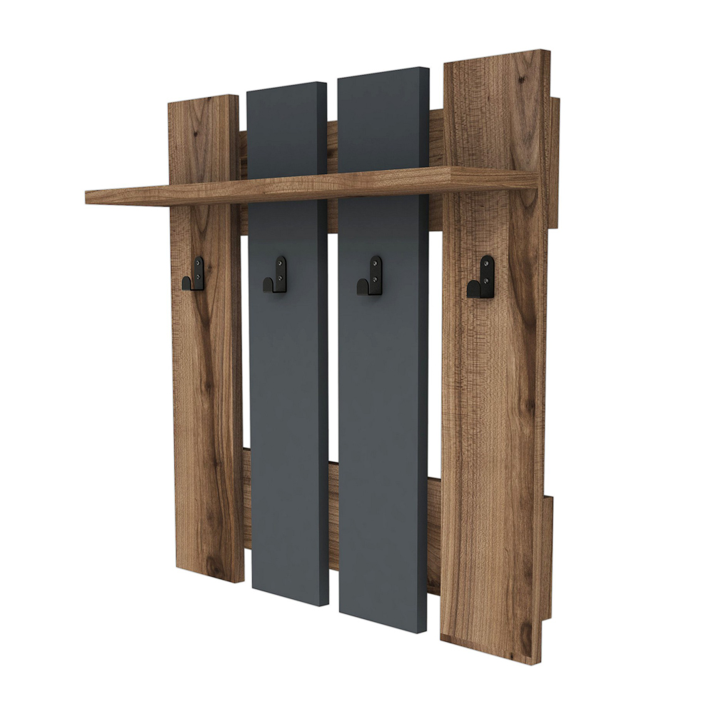 Wieszak ścienny Recorrant orzech - antracyt - zdjęcie 1