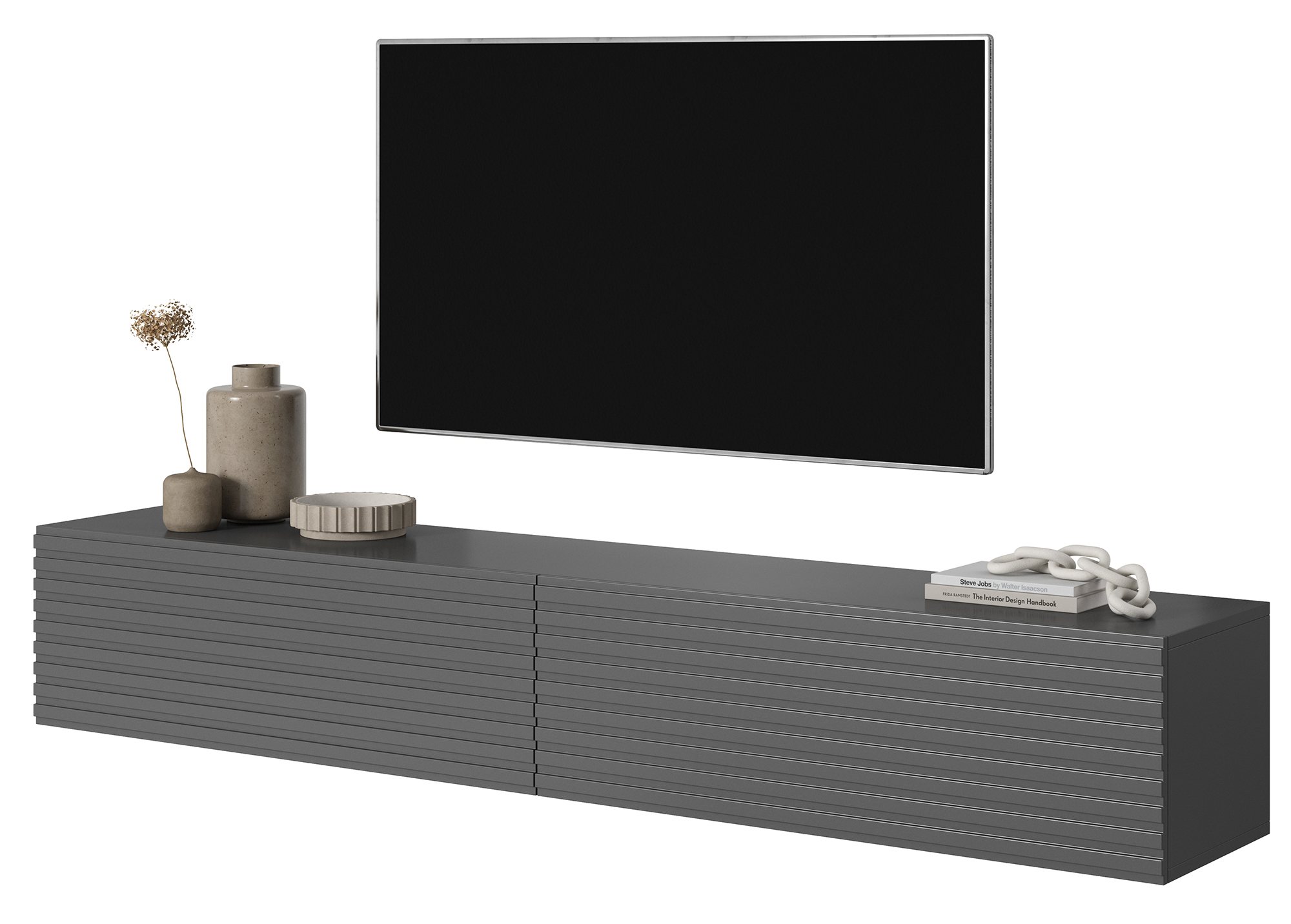 Szafka RTV Pavas 175 cm grafitowa lamele - zdjęcie 1