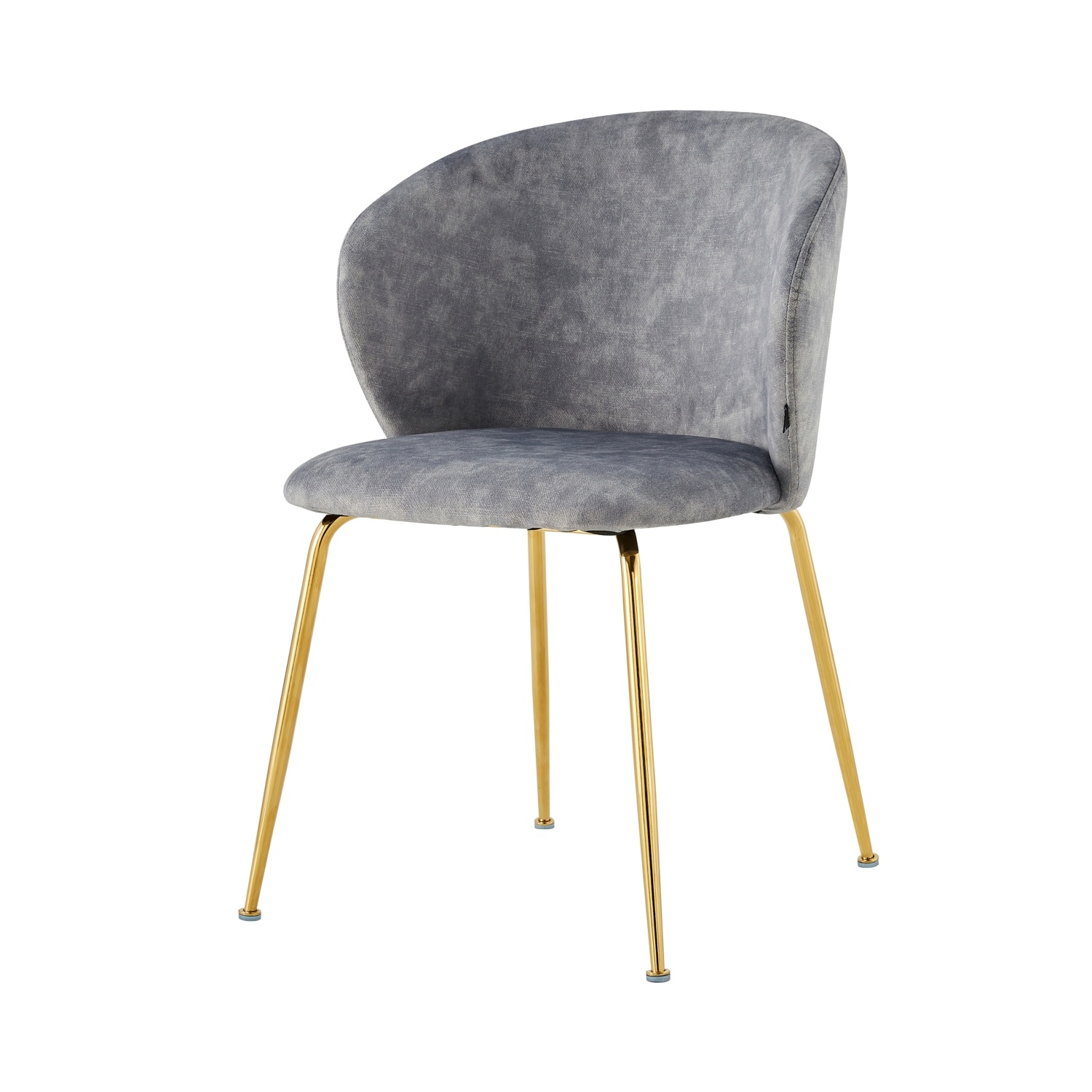 Krzesło tapicerowane Mealize w tkaninie hydrofobowej szary velvet na złotych nogach
