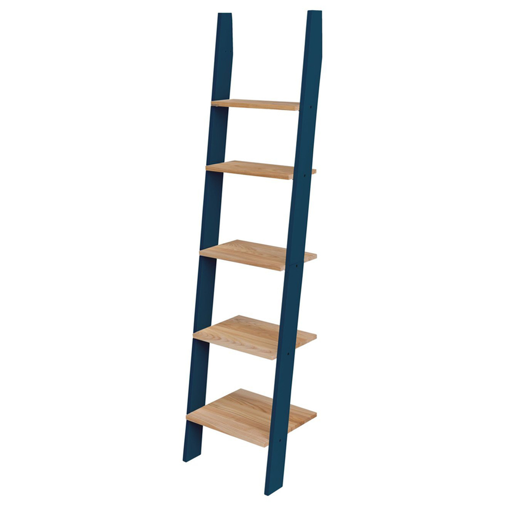 Regał drewniany Ashme 180x45x35 cm z petrol blue bokami - zdjęcie 1