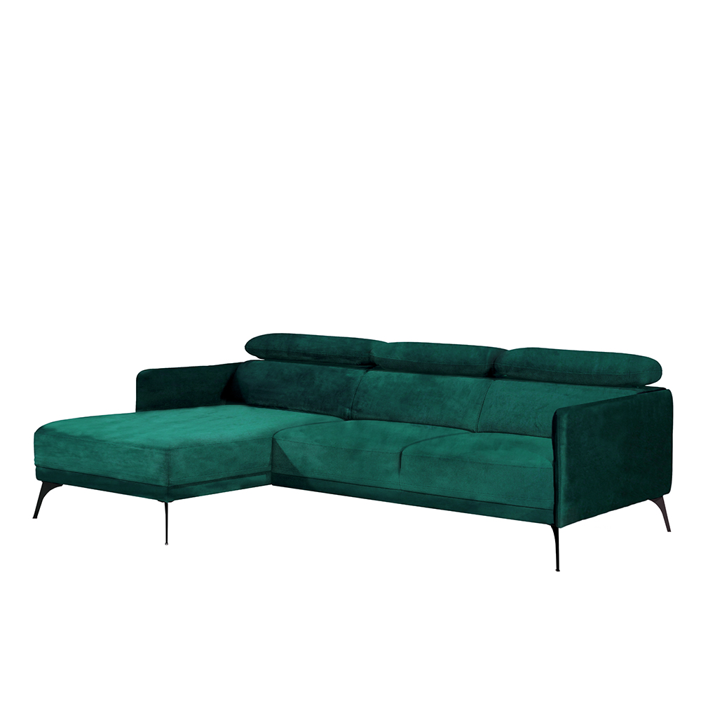 Narożnik Ryenne zielony w tkaninie hydrofobowej na czarnych nóżkach - zdjęcie 1