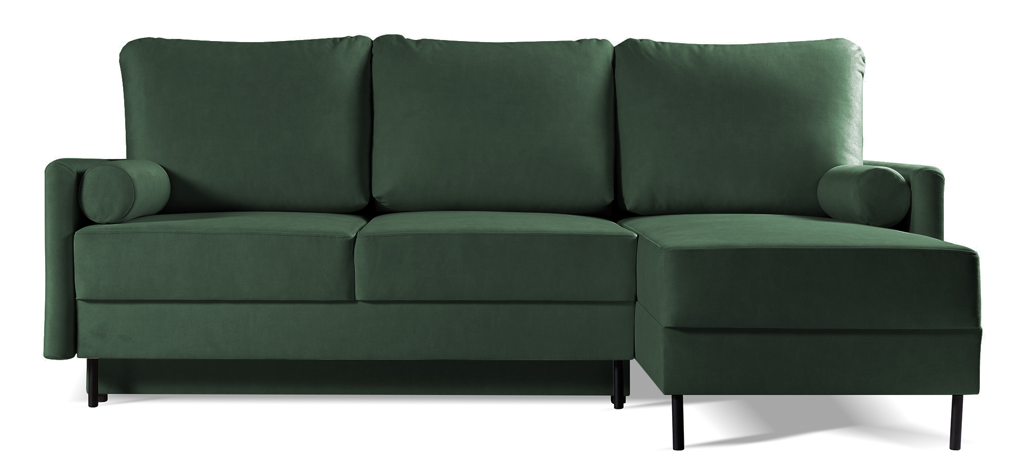 Narożnik z funkcją spania Tomonde L-kształtny z pojemnikiem uniwersalny butelkowa zieleń welur łatwoczyszczący - zdjęcie 1