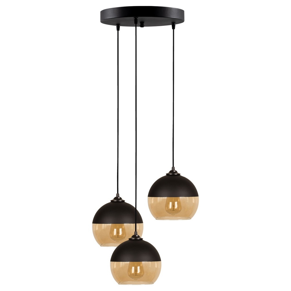 Lampa wisząca Menkent x3 na okrągłej podsufitce średnica 45 cm czarna - zdjęcie 1