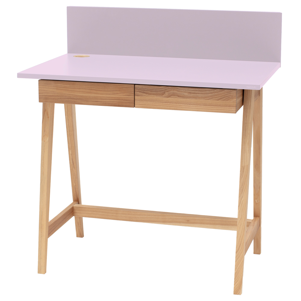 Biurko drewniane Luka 85x50 cm z dwoma szufladami Różowy - zdjęcie 5