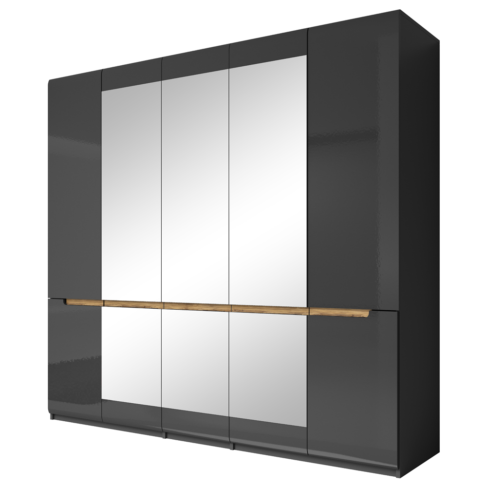 Szafa Kanopus pięciodrzwiowa antracyt z lustrem - zdjęcie 1