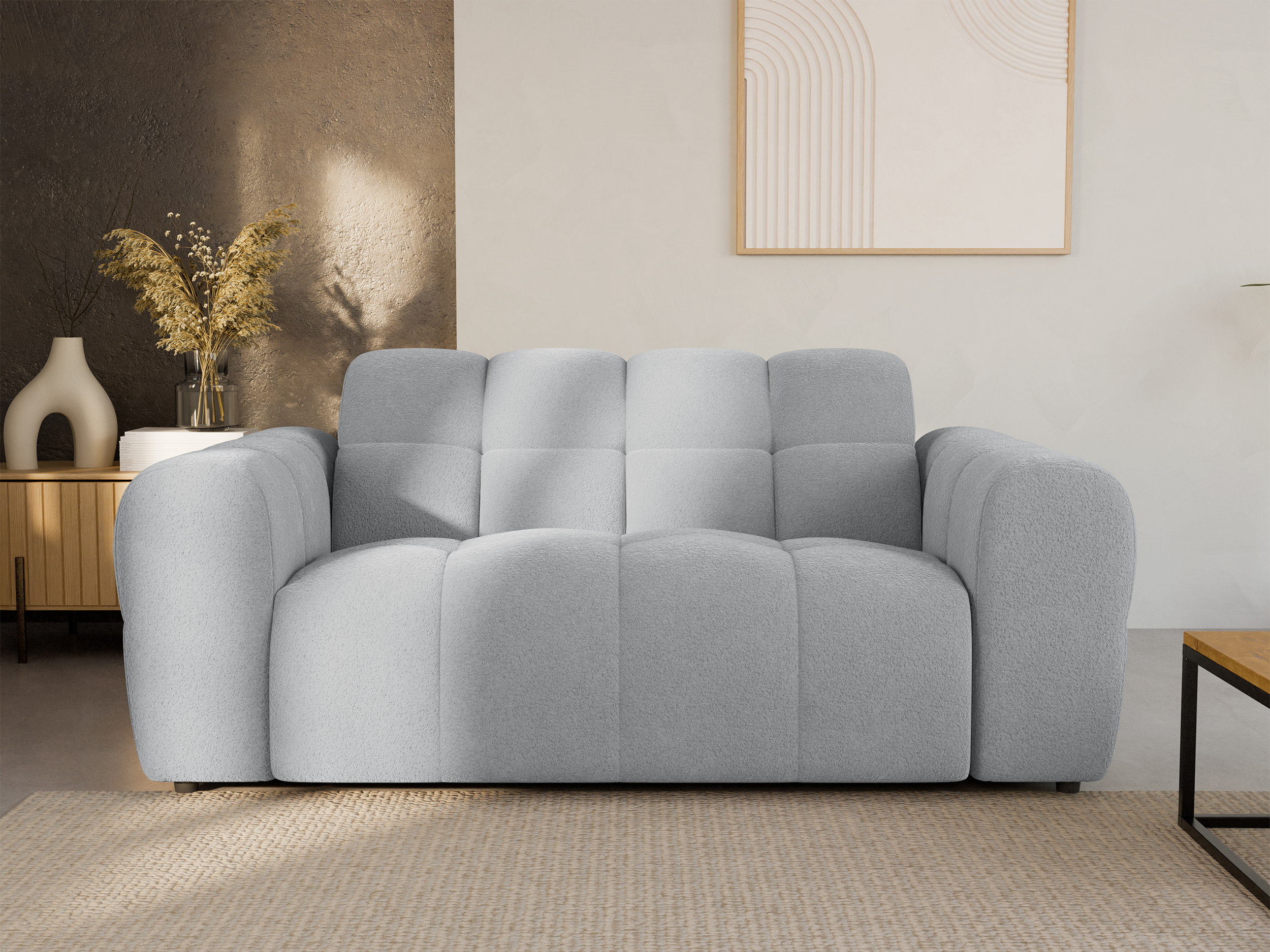 Sofa dwuosobowa Monti jasnoszara szenil