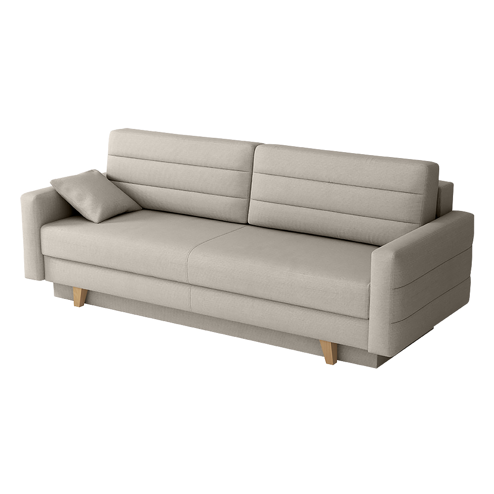 Kanapa rozkladana trzyosobowa Talnos kremowa ekoskóra na naturalnych nóżkach - zdjęcie 1