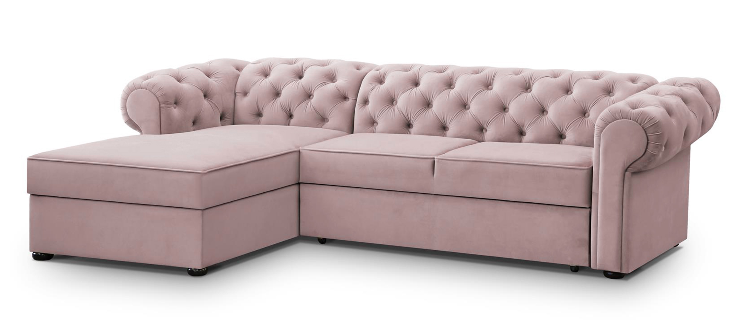 Narożnik z funkcją spania Brusce różowy lewostronny - zdjęcie 1