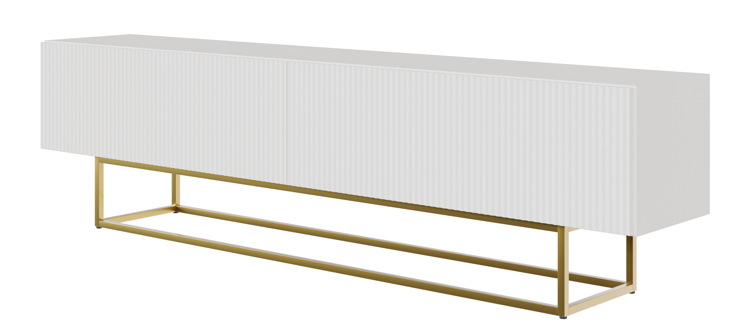Szafka RTV Veldio 175 cm Biała na złotych nogach - zdjęcie 1