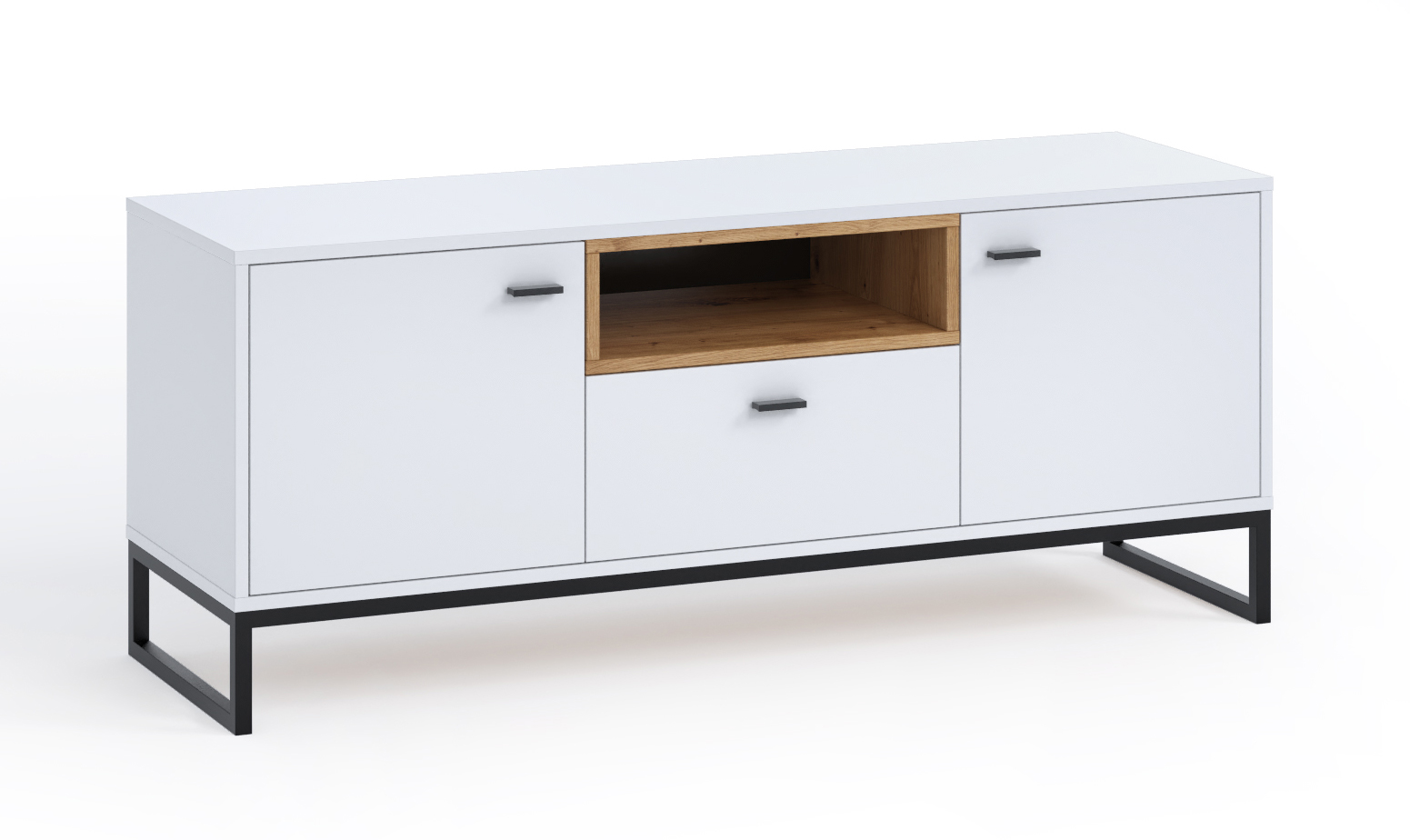 Szafka RTV Bonila 135 cm z szufladą biała / dąb artisan - zdjęcie 1