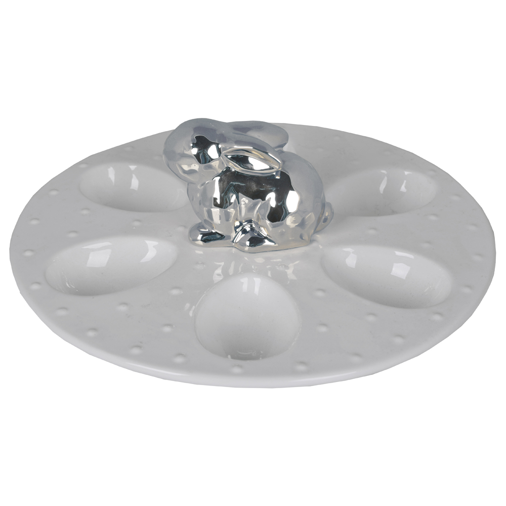 Talerz na jajka ze srebrnym królikiem Blauzac - zdjęcie 1