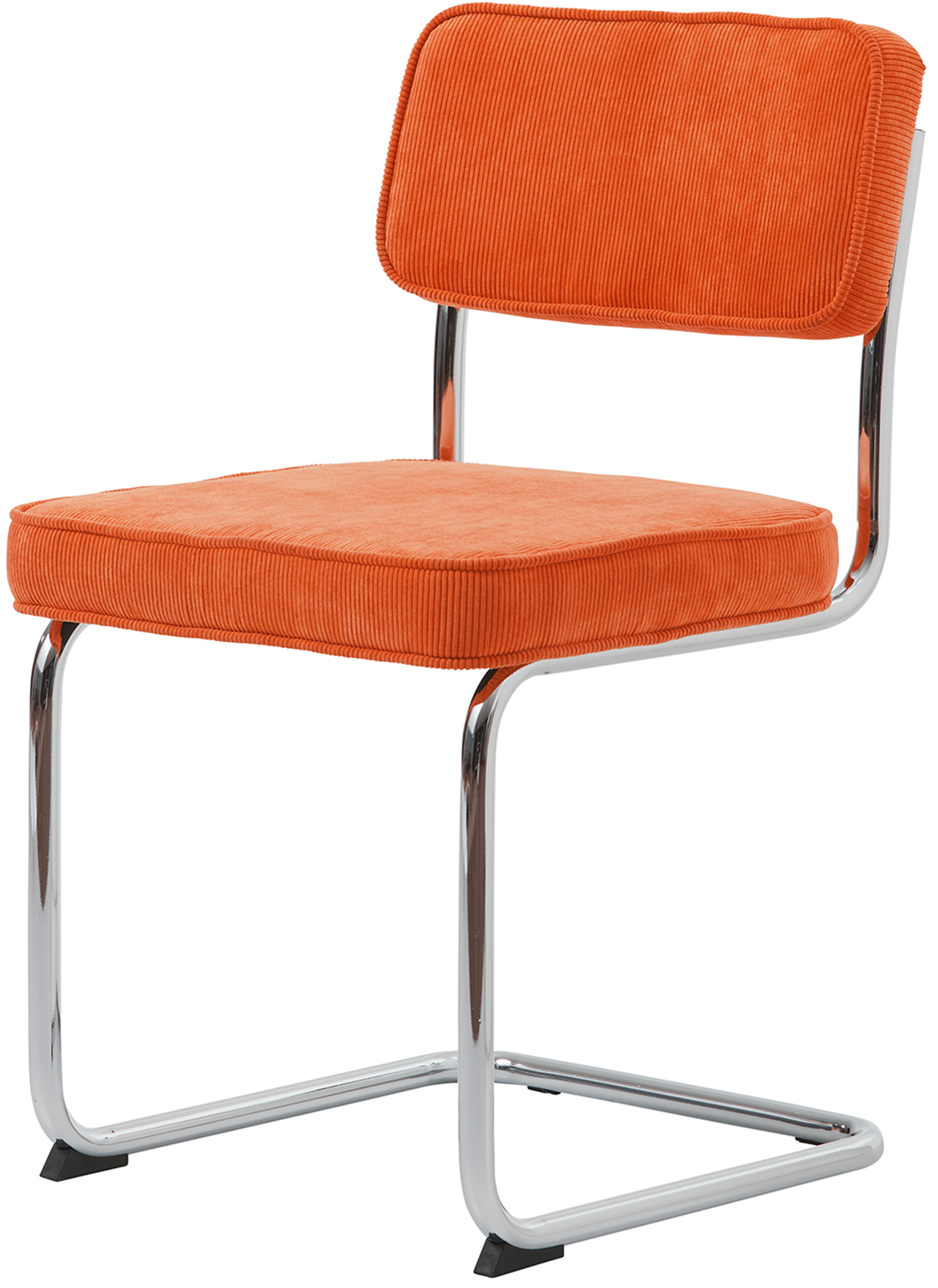 Krzesło tapicerowane Dessaus na chromowanej podstawie pomarańczowe - zdjęcie 1