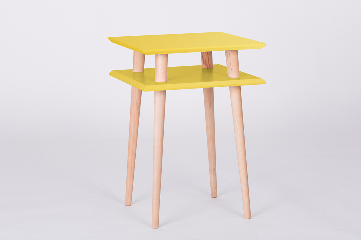 Stolik Square kwadratowy 43x43 cm wysoki Żółty - zdjęcie 1