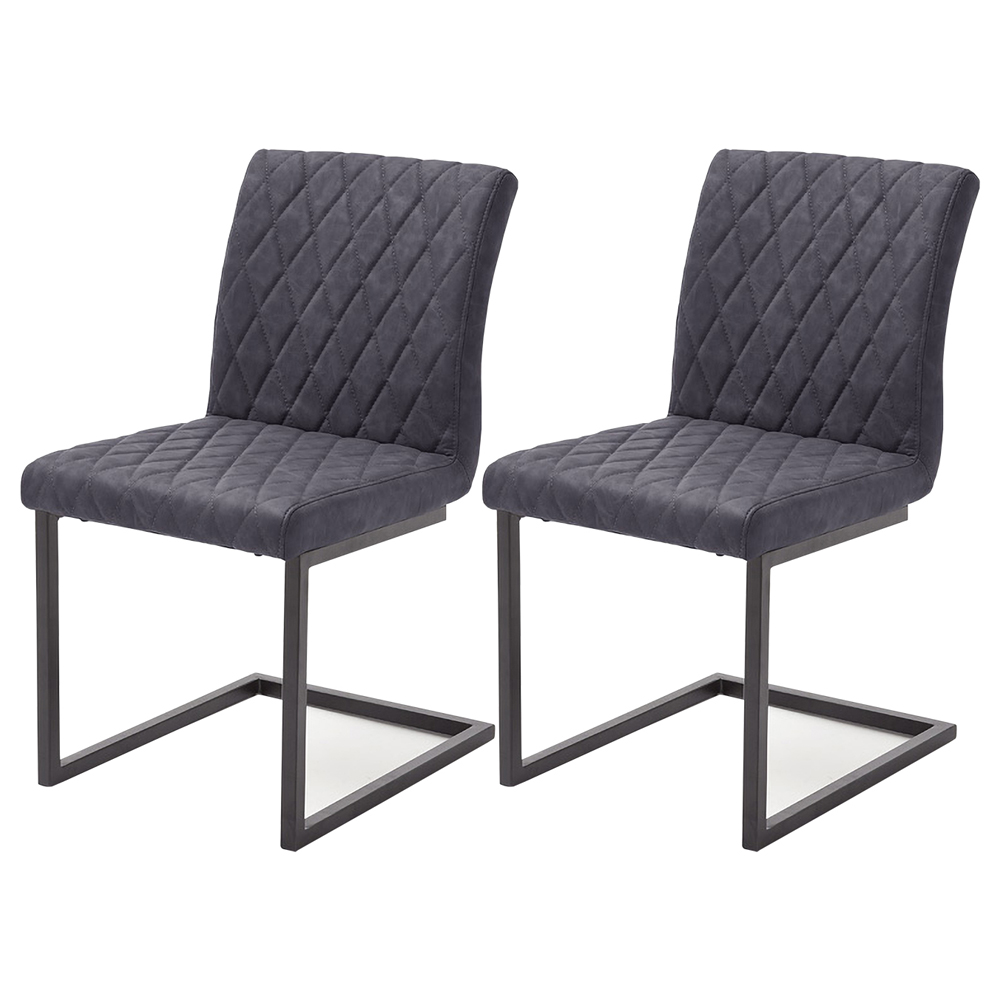 Zestaw dwóch krzeseł tapicerowanych na płozach Anemonia szare