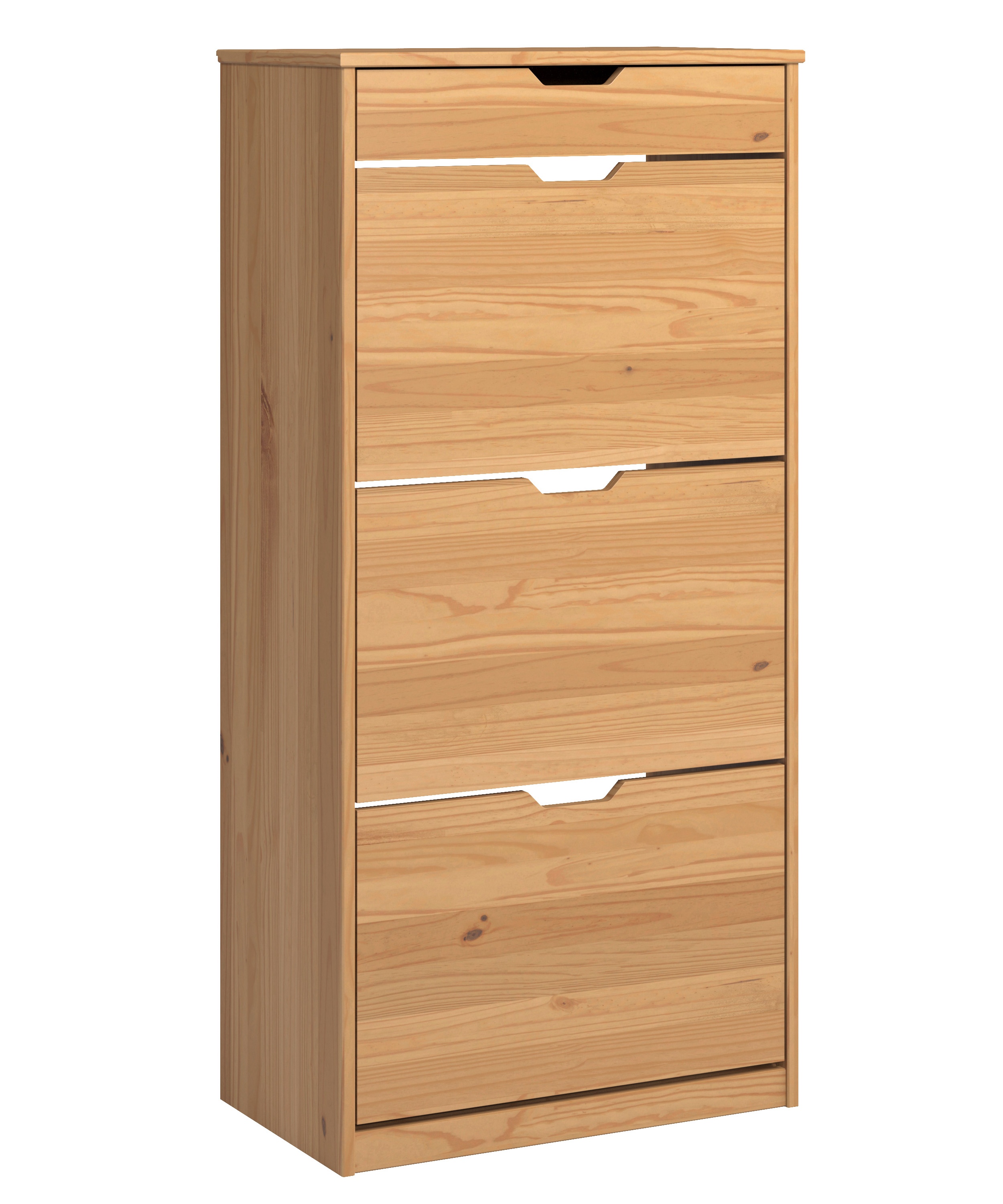 Szafka na buty Healles 124 cm z trzema półkami miodowy lakier - zdjęcie 1