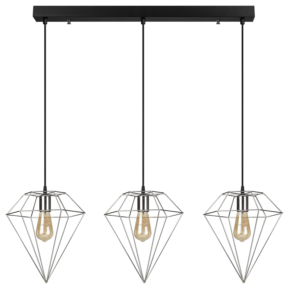Lampa sufitowa Palmares x3 w kształcie diamentu 134 cm srebrna - zdjęcie 1