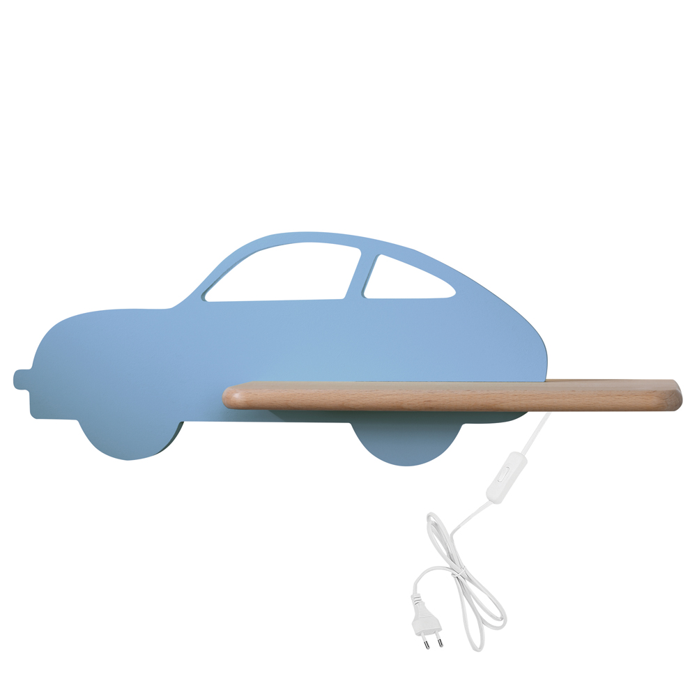 Kinkiet ścienny do pokoju dziecięcego Dreamie auto z przewodem niebieski - zdjęcie 1
