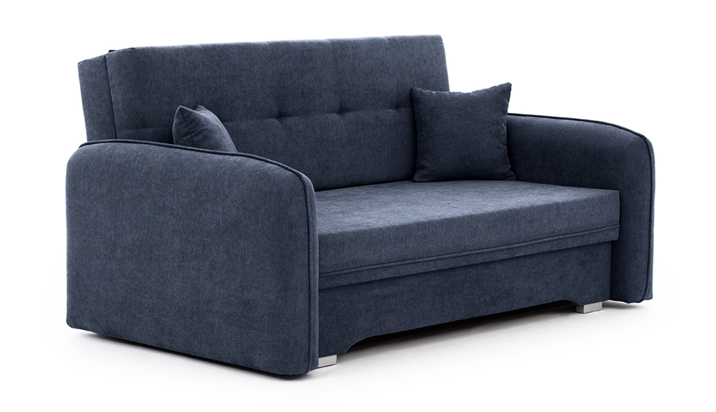 Kanapa rozkładana trzyosobowa Trebbio z pojemnikiem granatowa plecionka - zdjęcie 1