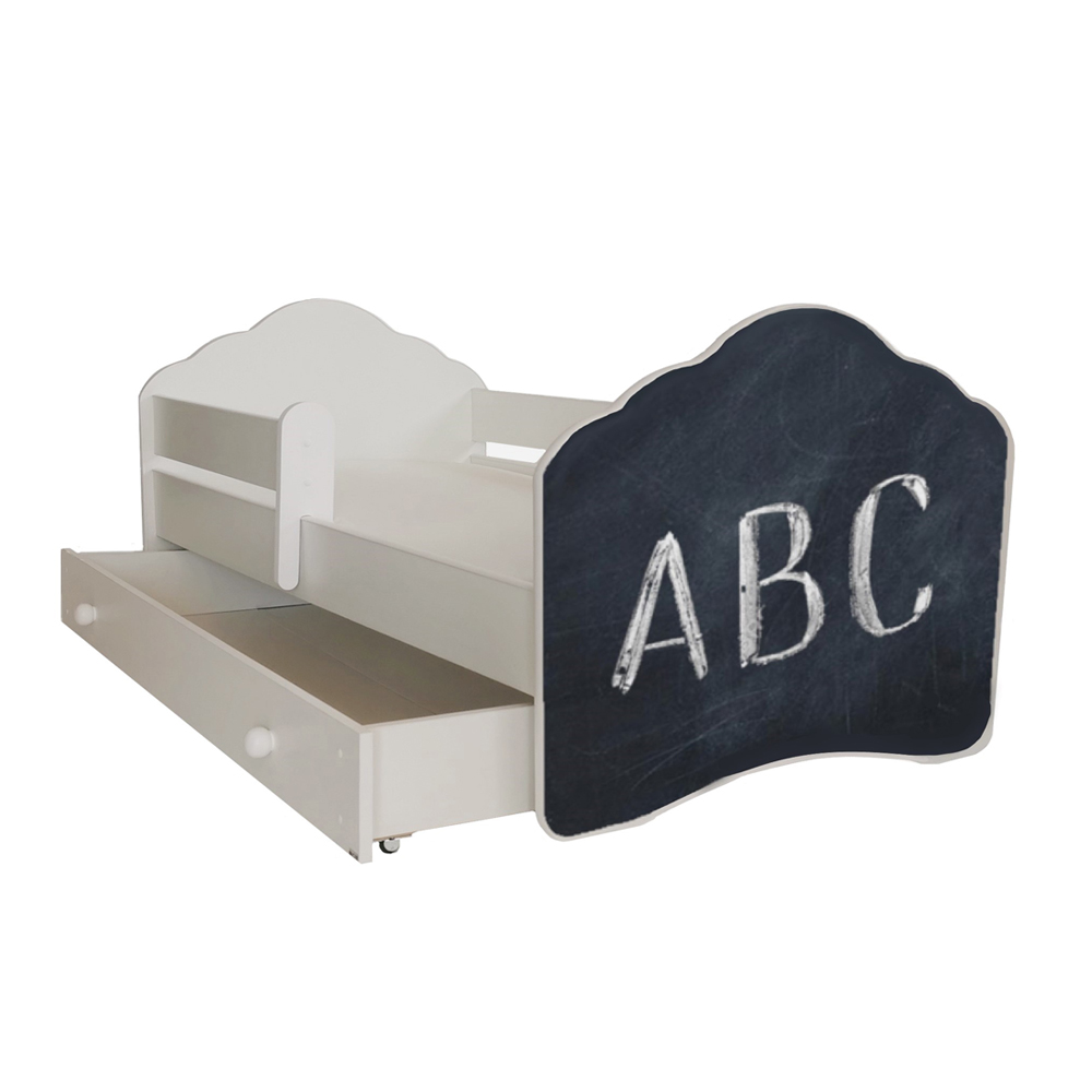 Łóżko dziecięce Sissa 160x80 cm z napisem ABC z barierką i szufladą - zdjęcie 1