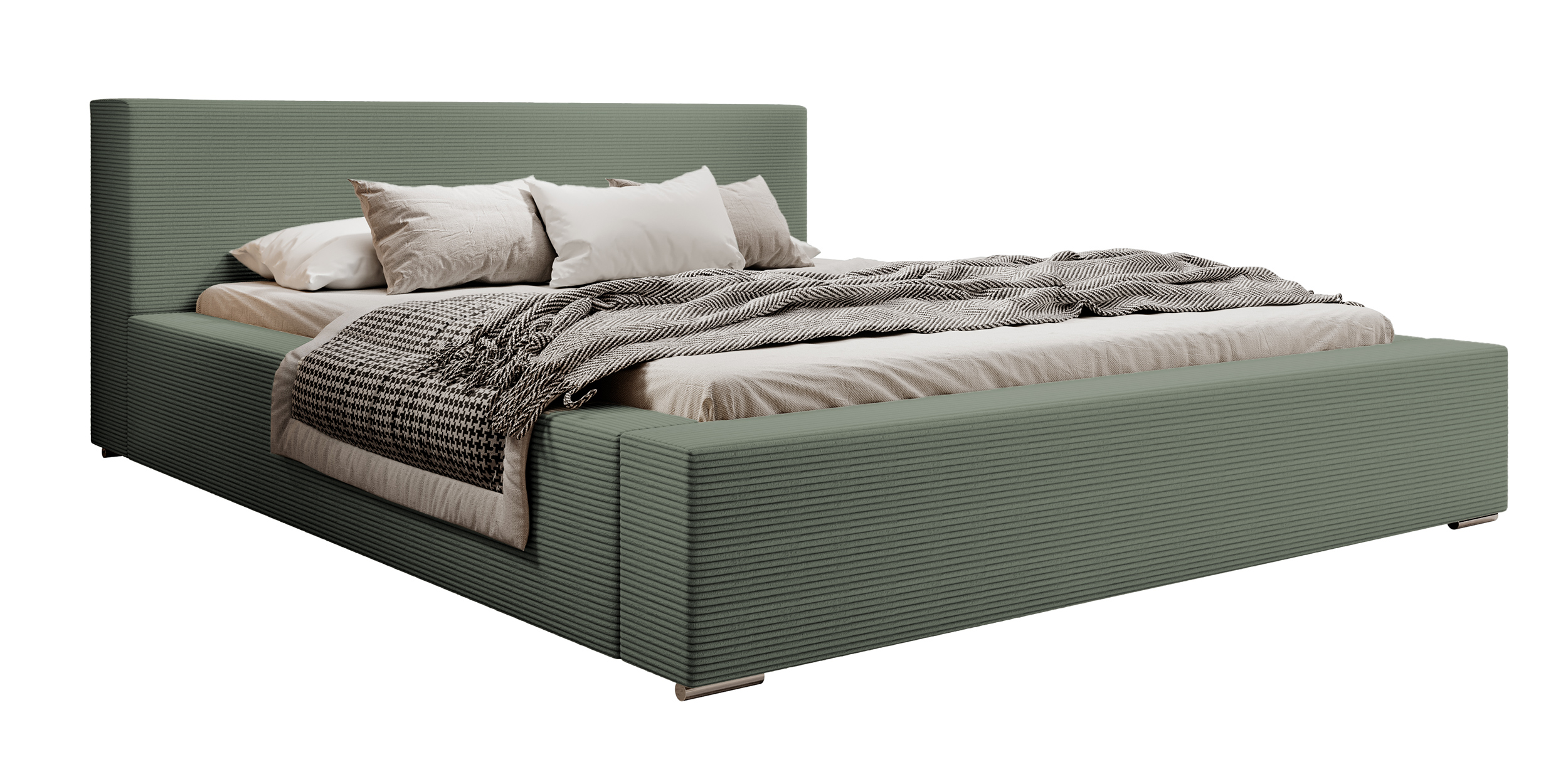 Łóżko tapicerowane 160x200 cm Pancetto z pojemnikiem szałwiowy sztruks - zdjęcie 1