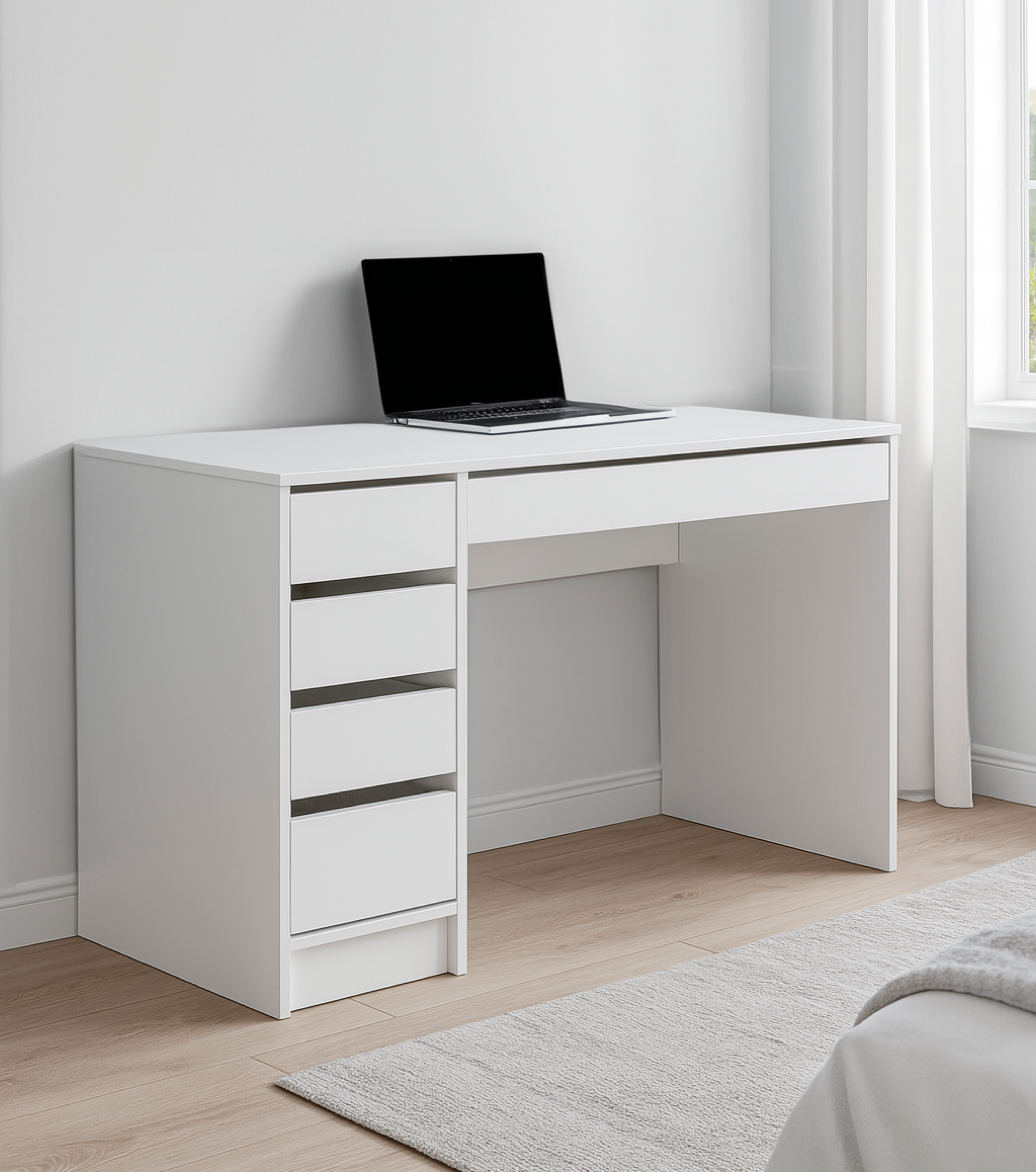 Schreibtisch Allden weiß matt mit Schubladen