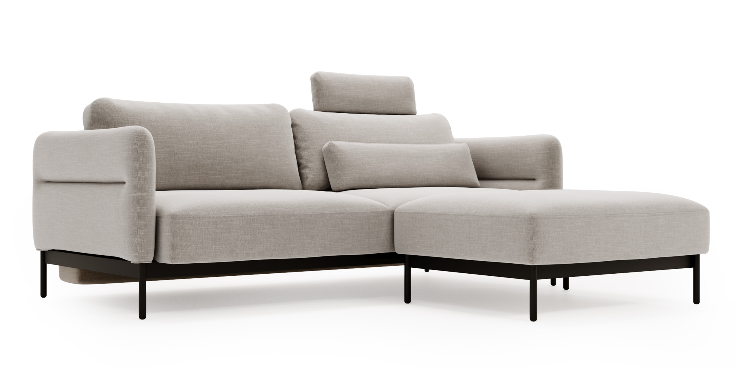 Kanapa rozkładana trzyosobowa Solianero z pufą jasnoszara plecionka - zdjęcie 1