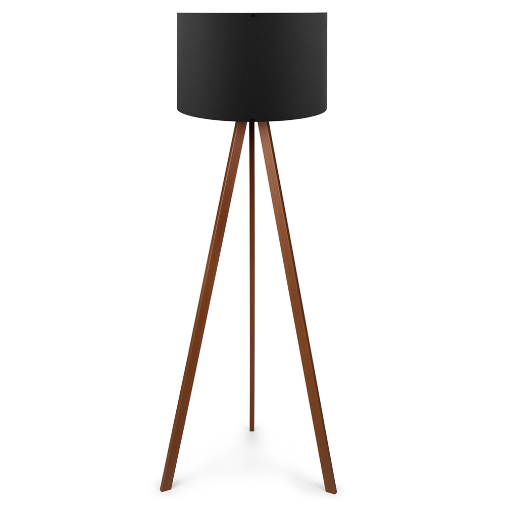 Lampa podłogowa Salika czarna na brązowym stelażu - zdjęcie 1