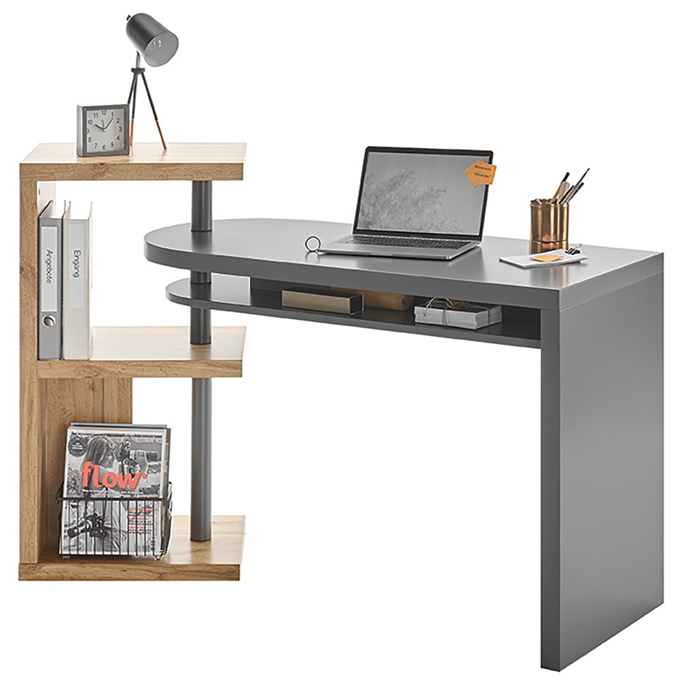 Biurko komputerowe Pezzotti 145x50 cm z ruchomym blatem szary-dąb - zdjęcie 1