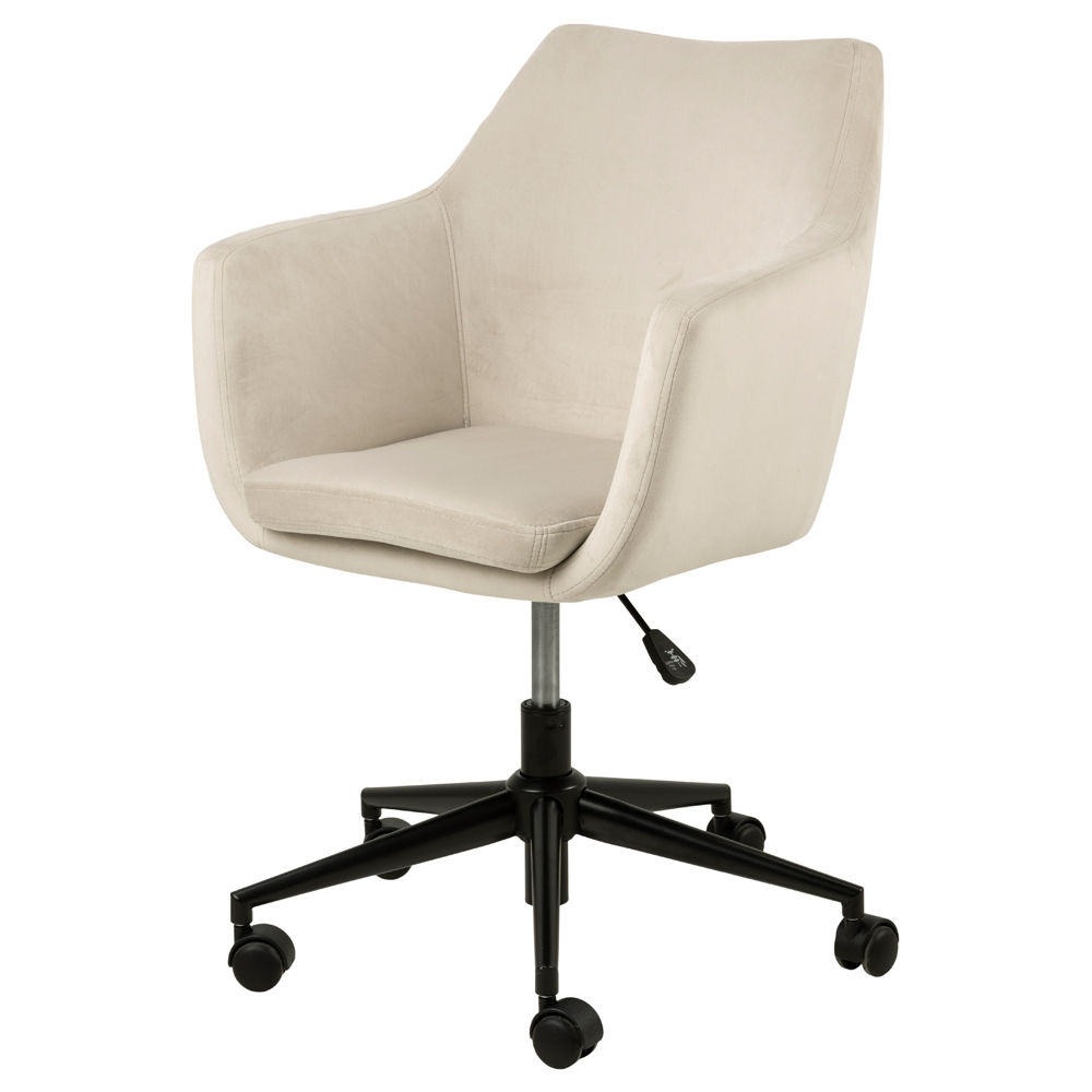 Fotel obrotowy Marcelio z regulacją wysokości beżowy welur - zdjęcie 1