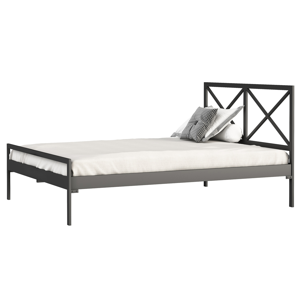 Łóżko dwuosobowe Sinna z zagłówkiem metalowe czarne - zdjęcie 1