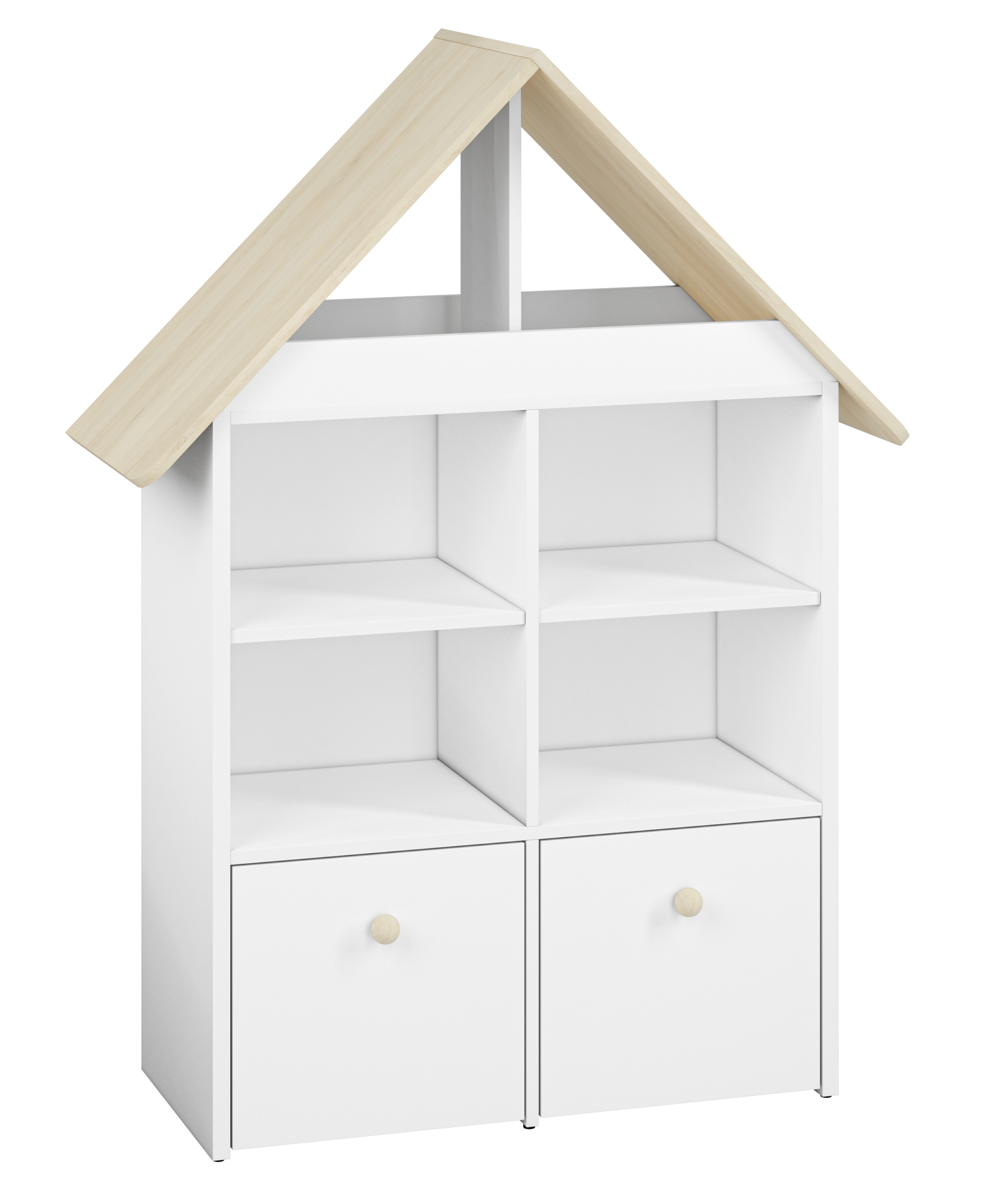 Regał Rettio domek 101 cm biały/buk Fjord - zdjęcie 1