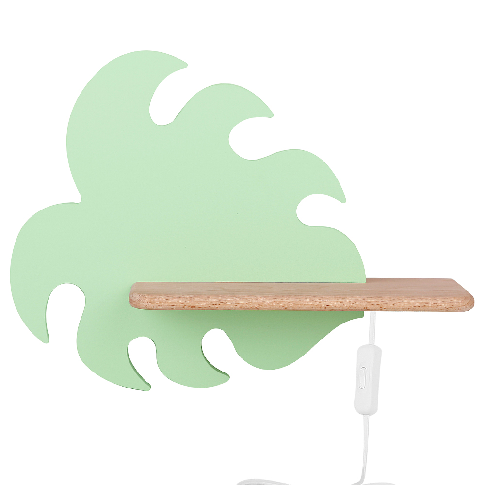 Kinkiet ścienny do pokoju dziecięcego Dreamie liść z przewodem zielony - zdjęcie 1