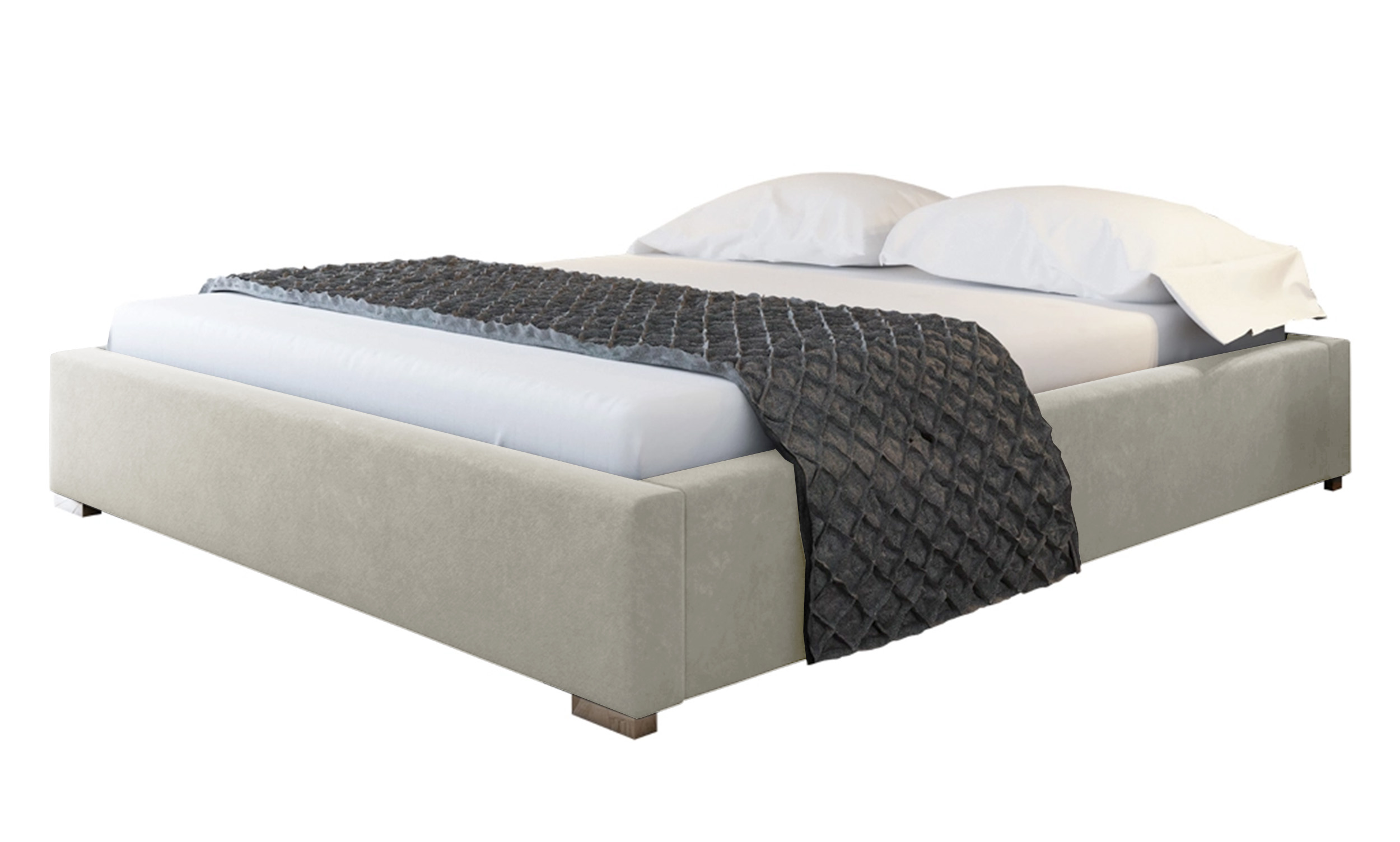 Łóżko tapicerowane Plene 180x200 ze stelażem metalowym i pojemnikiem kremowe hydrofobowe - zdjęcie 1